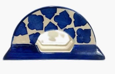 Your Local Store 1 Compartments Ceramic Tissue Holder(Blue, White)