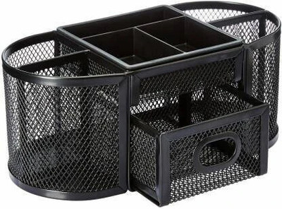 FosCadit 8 Compartments Metal Mesh Desk Organizers(Black)