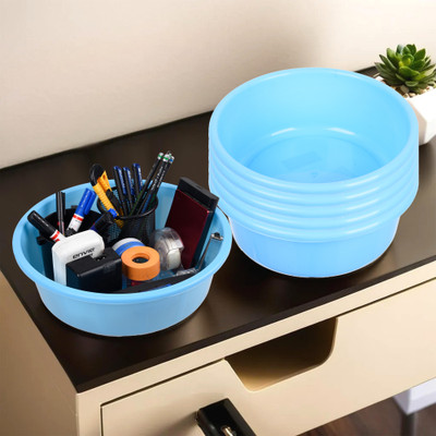 KUBER INDUSTRIES 6 Compartments Plastic Desk Organizer(Sky Blue)