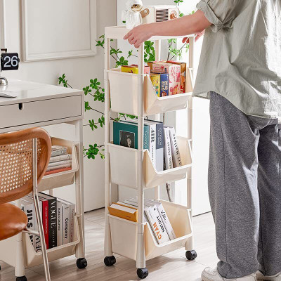 AK10ZONE 4 Compartments Plastic 4 layer Multilayer Storage Shelf, Floor Standing Vegetable Rack for Kitchen(White)