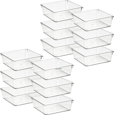 HOMESTIC by Kuber Industries 12 Compartments Acrylic Desk Organizers(Transparent)