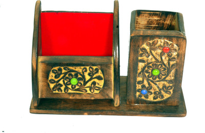 Craft Trade 2 Compartments Wood Desktop Case(Multicolor)