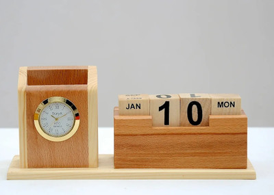 ICEHOT 2 Compartments Wooden Pen stand(Brown)