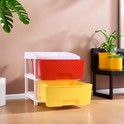 KUBER INDUSTRIES 2 Compartments Plastic Storage Racks(Multicolor)