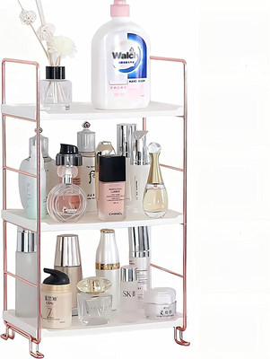 KIWILONN 3 Compartments Metal Aesthatic Standing Shelf Perfume Organizer(Multi-Purpose Storage Racks for Kitchen Organizer)