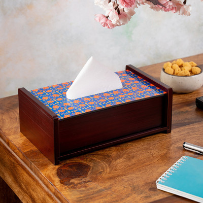 KOLOROBIA 1 Compartments Wooden Tissue Holder(Multicolor)