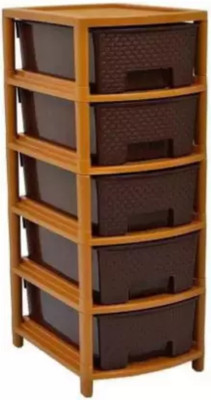 HUMBLE KART 5 Compartments Plastic Plastic Free Standing Chest of Drawer(Brown)
