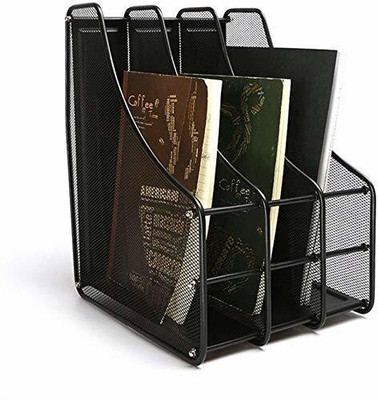 SUKHAD 3 Compartments Metal Mesh File Rack(Black)