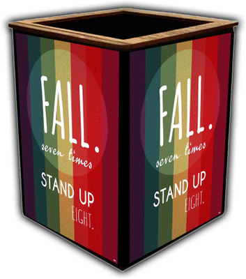 pnf 1 Compartments wooden Poster N Frames Colourful Wooden Pen Stand with Self Motivation Quotes-856(Multicolor)