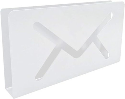 Indian Decor 1 Compartments Metal Desk Organizer(White)