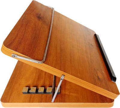 Goodwill Tech 1 Compartments Wooden Height Adjustable Desk Laptop Stand | Writing Pad(Teak)