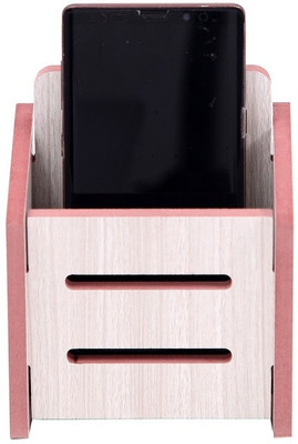 DHIAAN 1 Compartments wooden mobile stand(White)