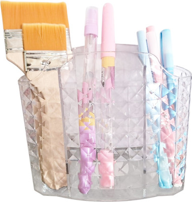 CRAZYGOL 3 Compartments Plastic, Elegant Transparent Design, Crystal-clear body Multipurpose Organizer Holder(White)