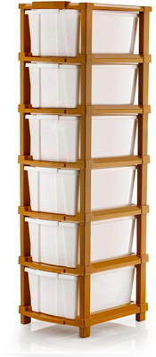 J K INTERNATIONAL 6 Compartments Plastic Multipurpose Drawer, Storage Organizer Home(White)