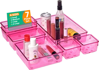 KUBER INDUSTRIES 7 Compartments Acrylic Desk Organiser(Black)