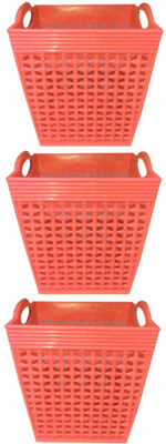 Prateek Kitchenware 1 Compartments Plastic Desk Organizer Basket Storage Box for Bedroom, Office Remote Holder for Table(Red)