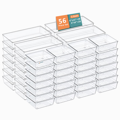 HOMESTIC by Kuber Industries 56 Compartments Plastic Drawer Organizers(Transparent)
