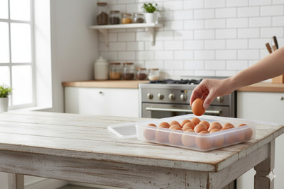MAXTID 24 Grid Fridge Egg Box, Plastic Organizer with Cover Plastic Kitchen Trolley(DIY(Do-It-Yourself))