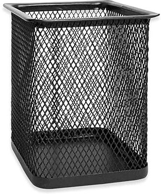 SkyFurnish 1 Compartments Metal Mesh Pen and Pencil Stationary Storage |Tidy Desk Organizer (SQUARE))(Black)