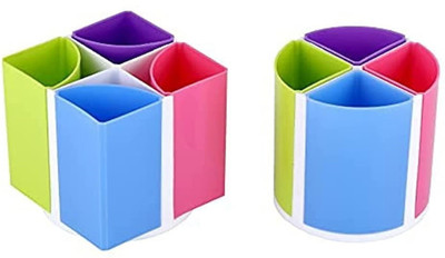 FRKB 4 Compartments 2 Pcs Pen Stand Rainbow Detachable Pen Stand(Multicolor)