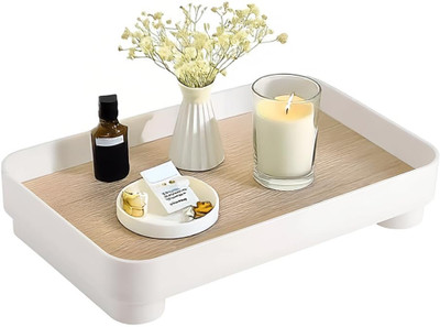 Store2508 1 Compartments Plastic Desk Tray for Storing Small Objects(White)