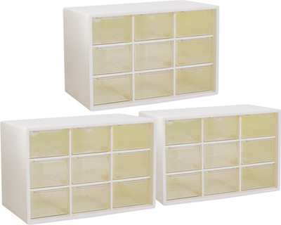KUBER INDUSTRIES 9 Compartments PP Desk Organizer(White)