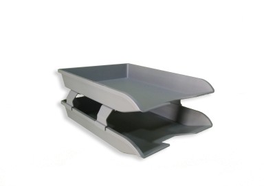 Unimaple 2 Compartments High quality plastic Paper Tray 2 Set(Grey)