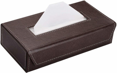PreSolve 1 Compartments Faux Leather Tissue Box Holder(Chocolate)