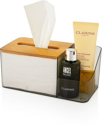 karansuperstore 3 Compartments Plastic Tissue Holder(Clear)