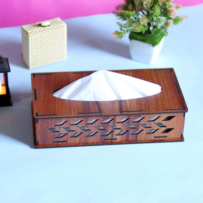 primecode 1 Compartments Wooden Tissue Box(Wood)
