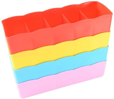 DeoDap 5 Compartments Plastic Desk Organizer(Multicolor)