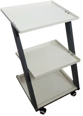 Tycoon Physio Solutions 3 Compartments Iron Multipurpose Trolley(White and Gray)