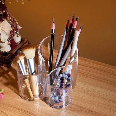 RAIYARAJ 3 Compartments Acrylic Makeup Brush Organisers(Transparent)