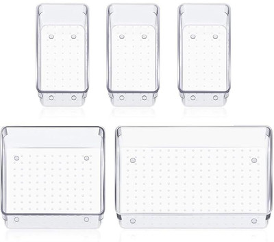 Lifewit 5 Compartments Plastic Drawer Organizer(Clear)