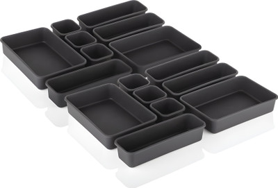 Kepzell 16 Compartments Plastic Desk Drawer Storage Organizer tray for makeup cosmetic utensil(Black)