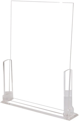 DeskDock 2 Compartments Acrylic Display meeting stand & Signage Holder & Menu Card Holder(Transparent)