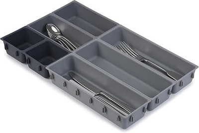 Calldrishe 7 Compartments Plastic Storage Bins Plastic Vanity Trays Organizers(Black)