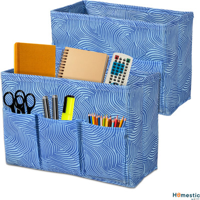 HOMESTIC 2 Compartments Non-Woven Desk Organizer(Blue)