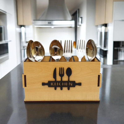 Giftingcare 5 Compartments (3+2 ) Wooden Cutlery Stand for Spoon, Fork & Knife for Dining Table & Kitchen for Home & Cafe(Beige) Giftingcare 5 Compartments (3+2 ) Wooden Cutlery Stand for Spoon, Fork & Knife for Dining Table & Kitchen for Home & Cafe(Beige)