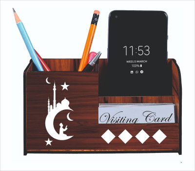 newshivcollection 3 Compartments Wooden Wooden holder:Stationary Holder(Brown)