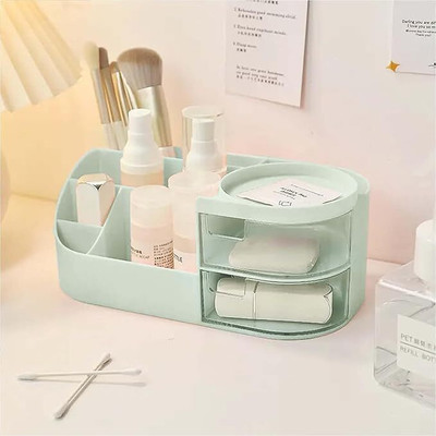 GITROX 6 Compartments PLASTIC Makeup Organizer,Makeup Storage Cosmetic Organizer Vanity Organizer-BLUE(Blue)