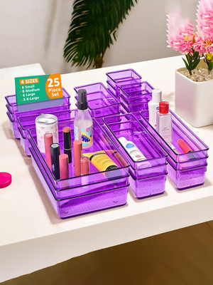 KUBER INDUSTRIES 25 Compartments Acrylic Desk Organiser(Purple)
