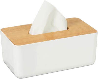 Sambhuya 1 Compartments Plastic Tissue Storage Organizer(White)