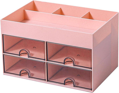 divinezon 8 Compartments Acrylic 4 Compartment and 4 Drawer Storage(Pink)