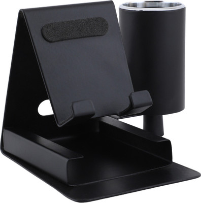 ZAHEPA 1 Compartments Metal Universal Mobile Holder Includes Pen Stand & Visiting Card Holder(Black)