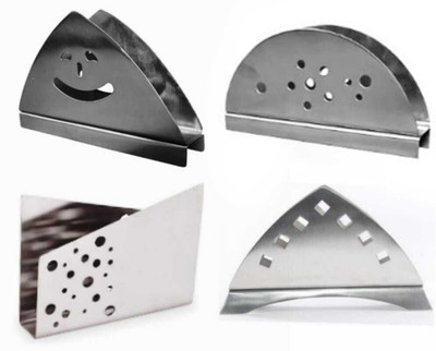 Fably 4 Compartments Stainless Steel 4 Stainless Steel Holder Tissue Paper Stand Combo,s (pack of 4)(Silver)