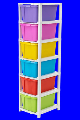 Pinkwhale 6 Compartments Plastic Modular Drawer(Multicolor)