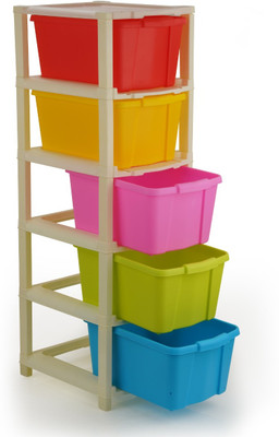 Pinkwhale 5 Compartments Plastic Modular Drawer(Multicolor)