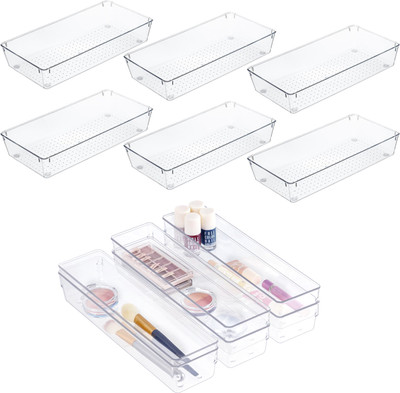 KUBER INDUSTRIES 12 Compartments Acrylic Desk Organizers(Transparent)