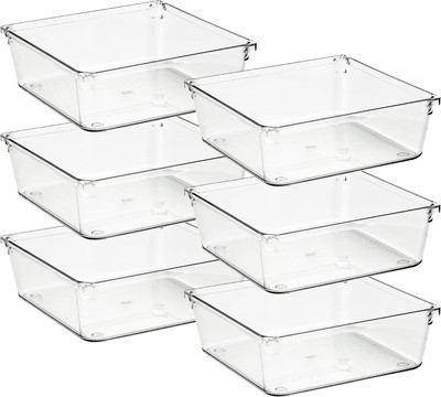 KUBER INDUSTRIES 6 Compartments Acrylic Desk Organizers(Transparent)